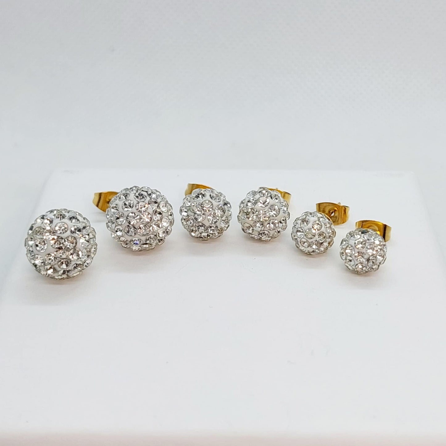 Rhinestone Stud Earrings in Gold Plated Stainless Steel