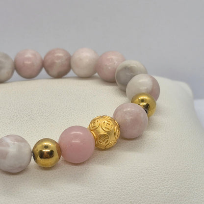 Natural White or Pink Opal Bracelet in 10mm Stones