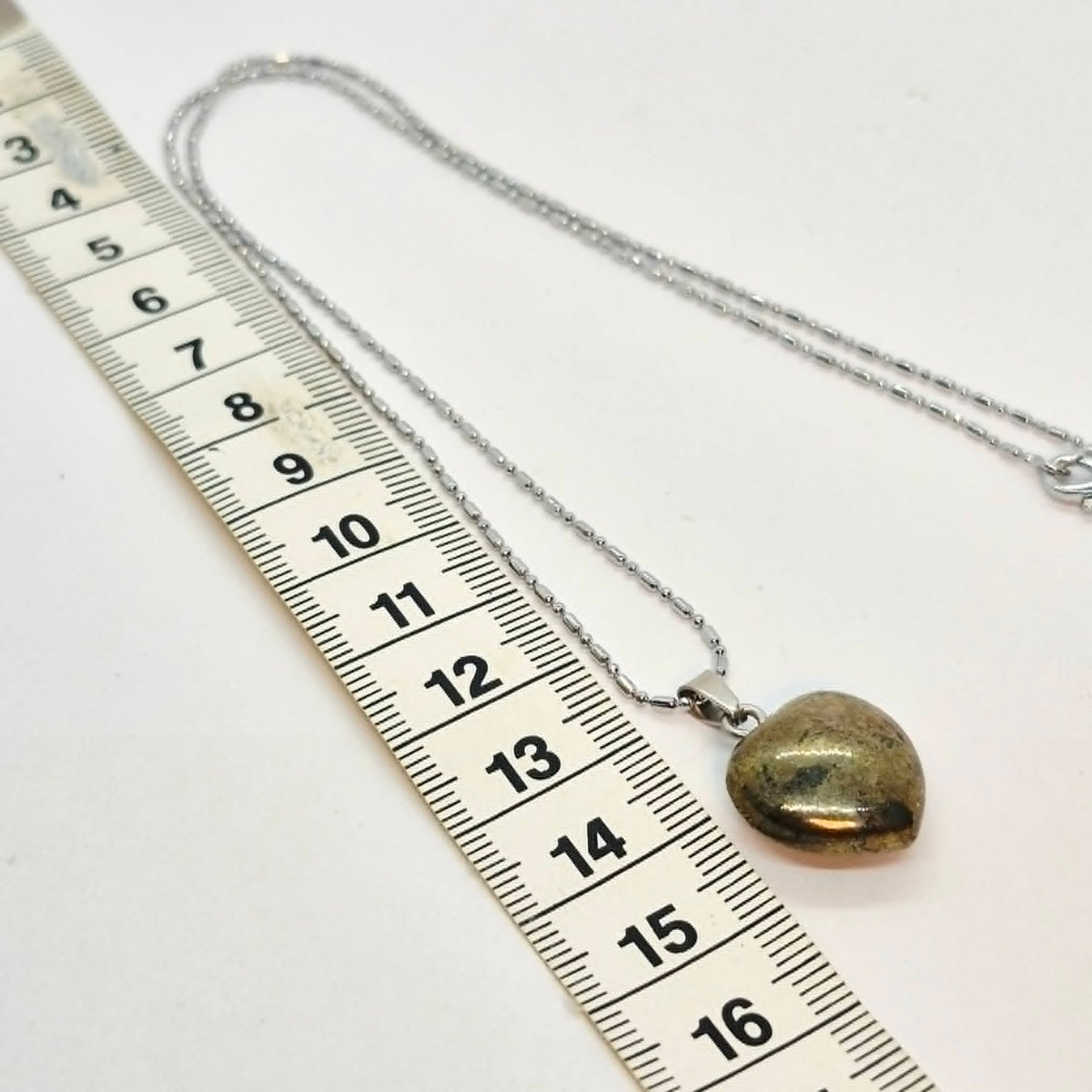 Natural Heart Pyrite Pendant with Stainless Steel Chain