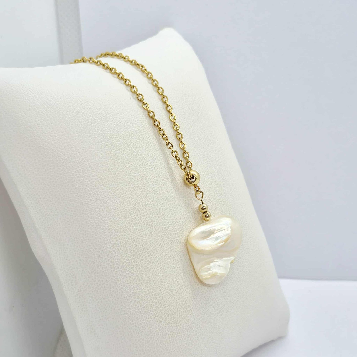 Natural Baroque Pearl Pendant with Gold Plated Chain Necklace
