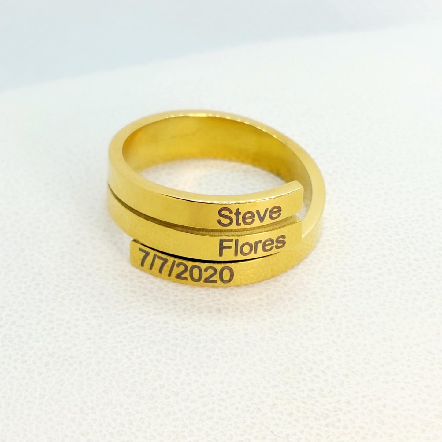 Customizeable Ring in Stainless Steel Resizeable for Names or Special Dates