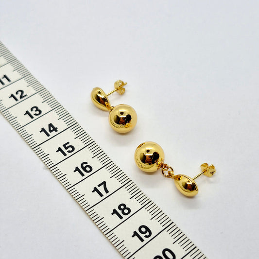 Ball Hoop Earrings in Gold Plated Stainless Steel