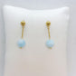 Natural 10mm Aquamarine Stone Earrings in Gold Plated Stainless Steel