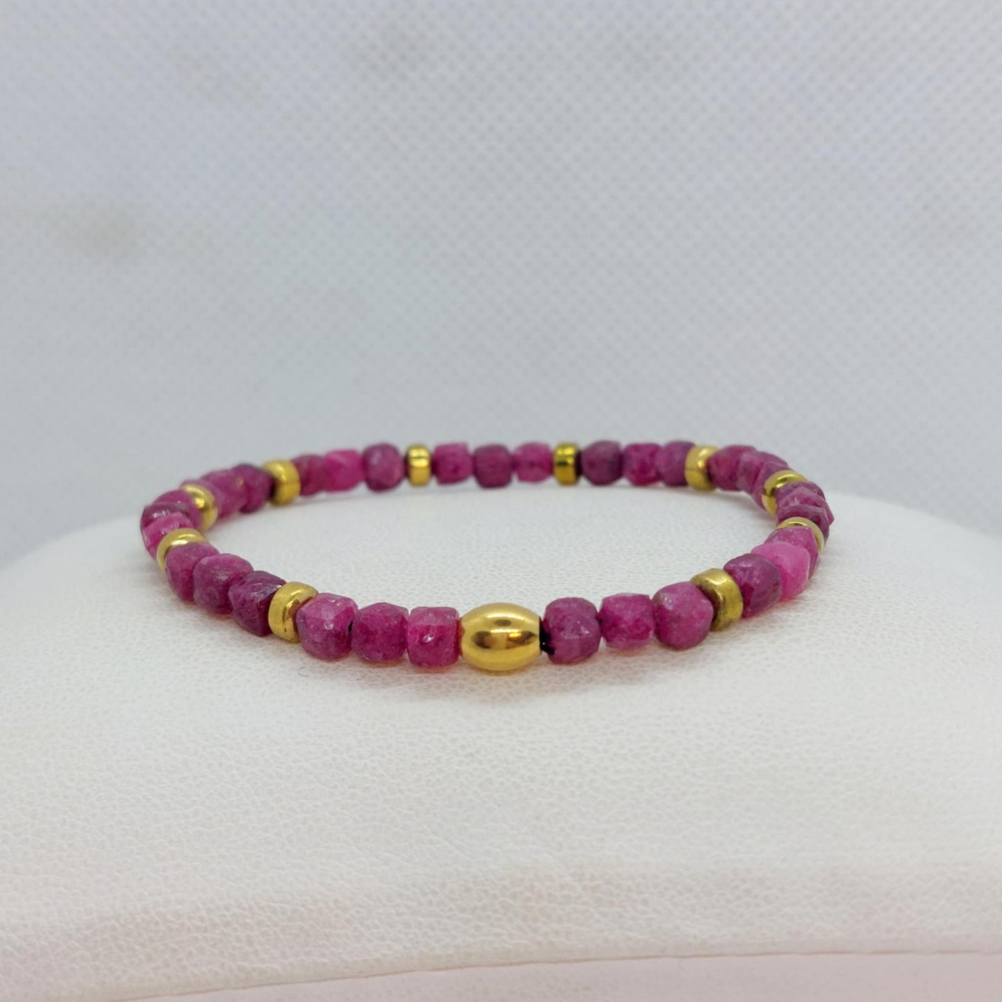Natural Ruby Stone Bracelet with 4mm Stones