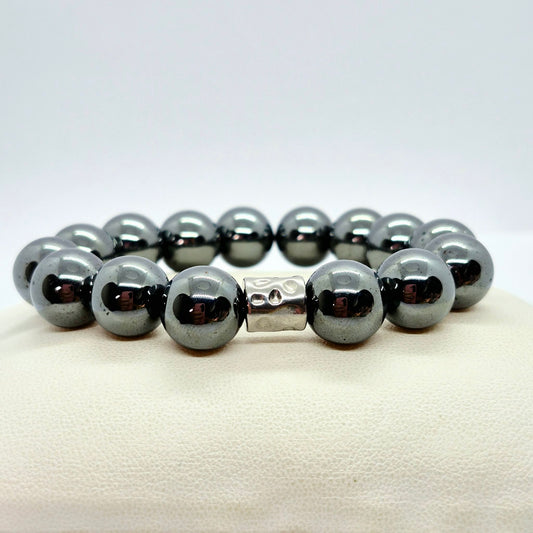 Natural Hematite Bracelet in 12mm Stones