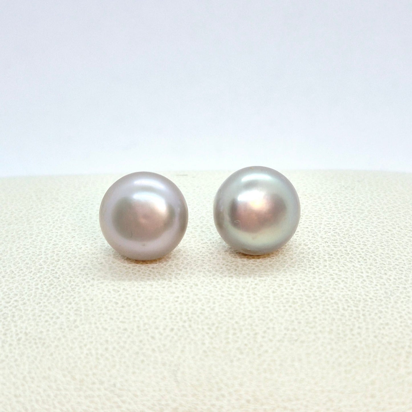 Natural 11mm Grey Pearl Stud Earrings in Sterling Silver
