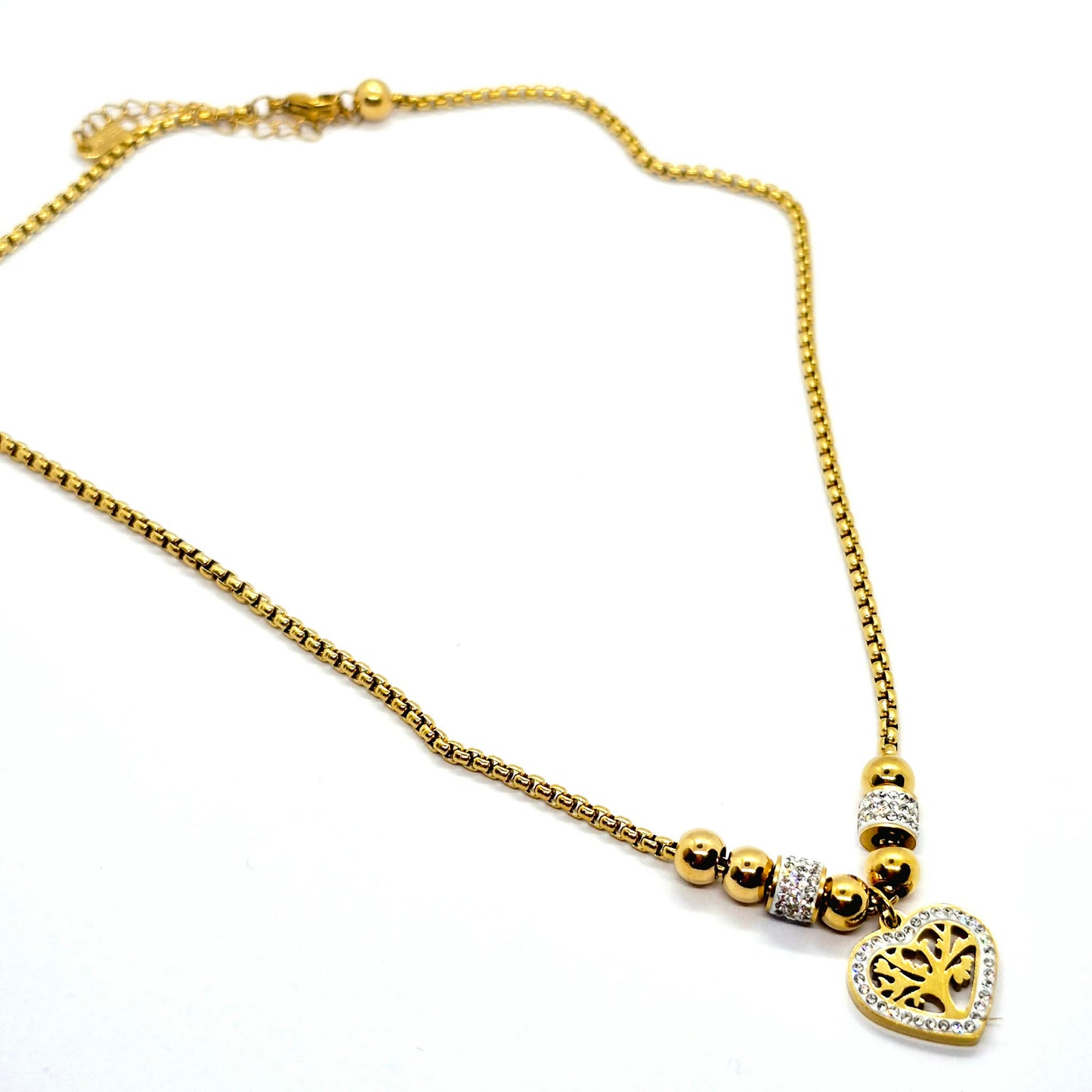 Heart with Tree of Life Necklace in Gold Platted Stainless Steel