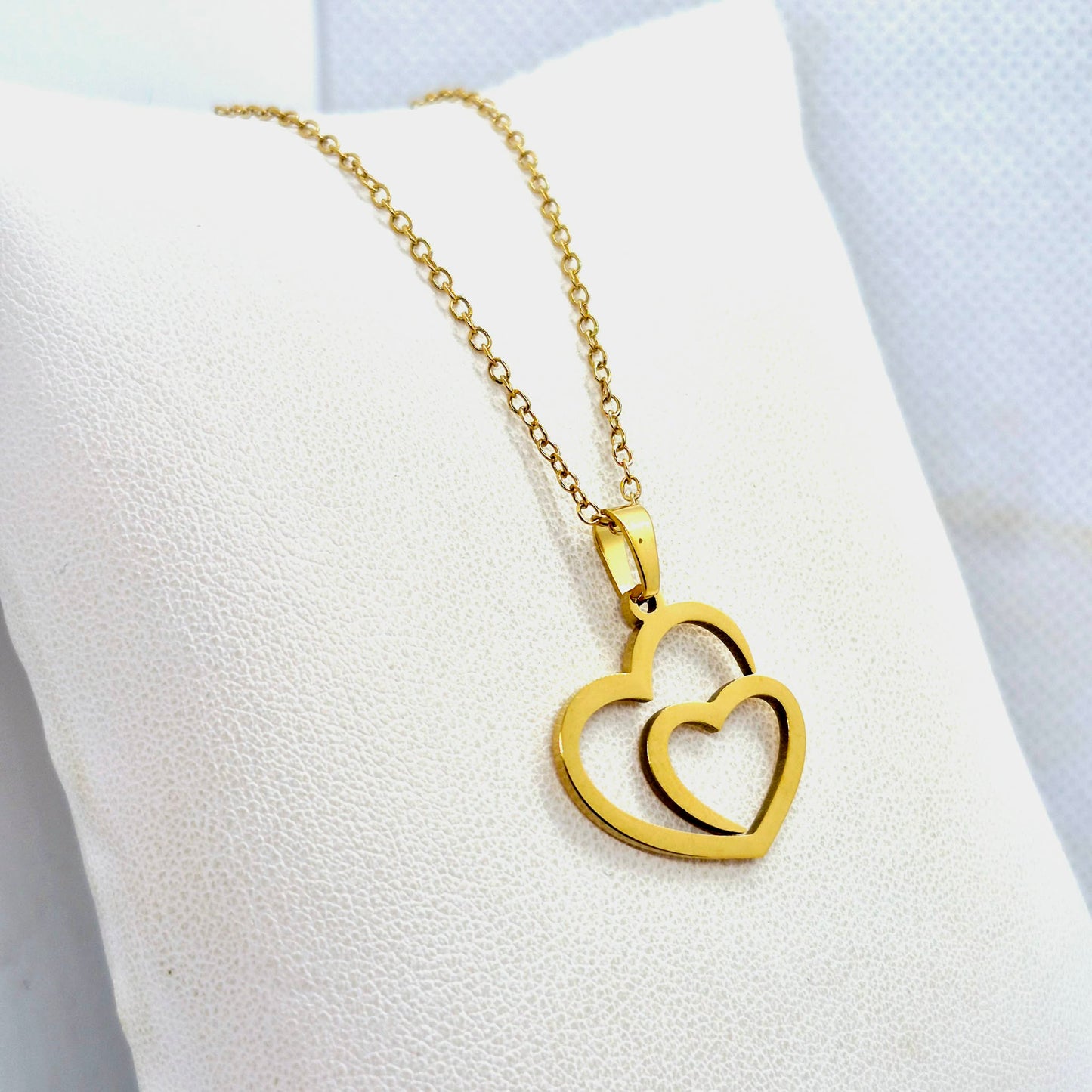 Heart in Heart Necklace in Gold Platted Stainless Steel