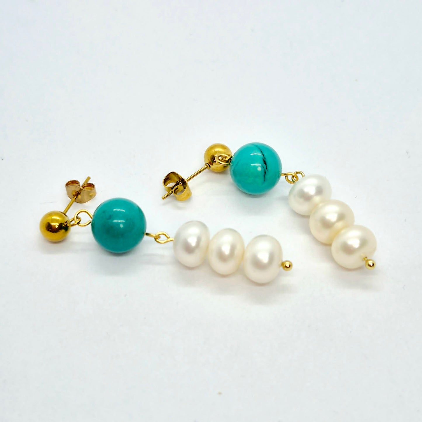 Natural Turquoise and Pearl Set 10mm Stones