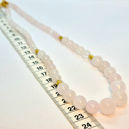 Natuurlijke Rozenkwarts Ketting Choker met 8-12mm Stenen