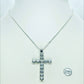 Sona Diamond Cross Pendant - Sterling Silver - Lab Created - Stainless Steel Chain Necklace