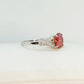 3ct Red Moissanite Diamond Ring in Sterling Silver