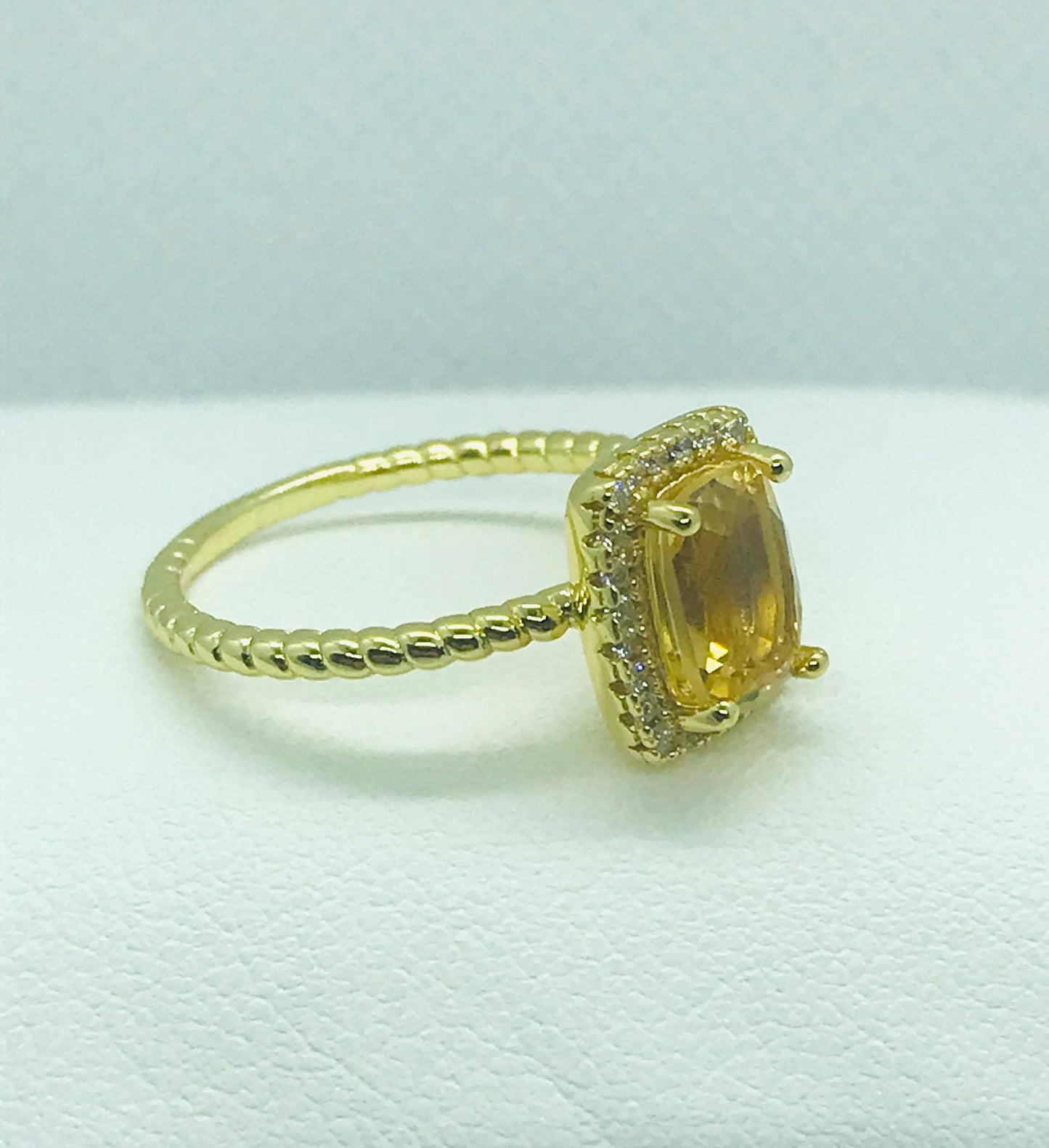 Natural Citrine Ring in Sterling Silver Gold Plated