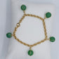 Natural Green Jade Set in solid 10K Gold