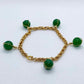 Natural Green Jade Set in solid 10K Gold