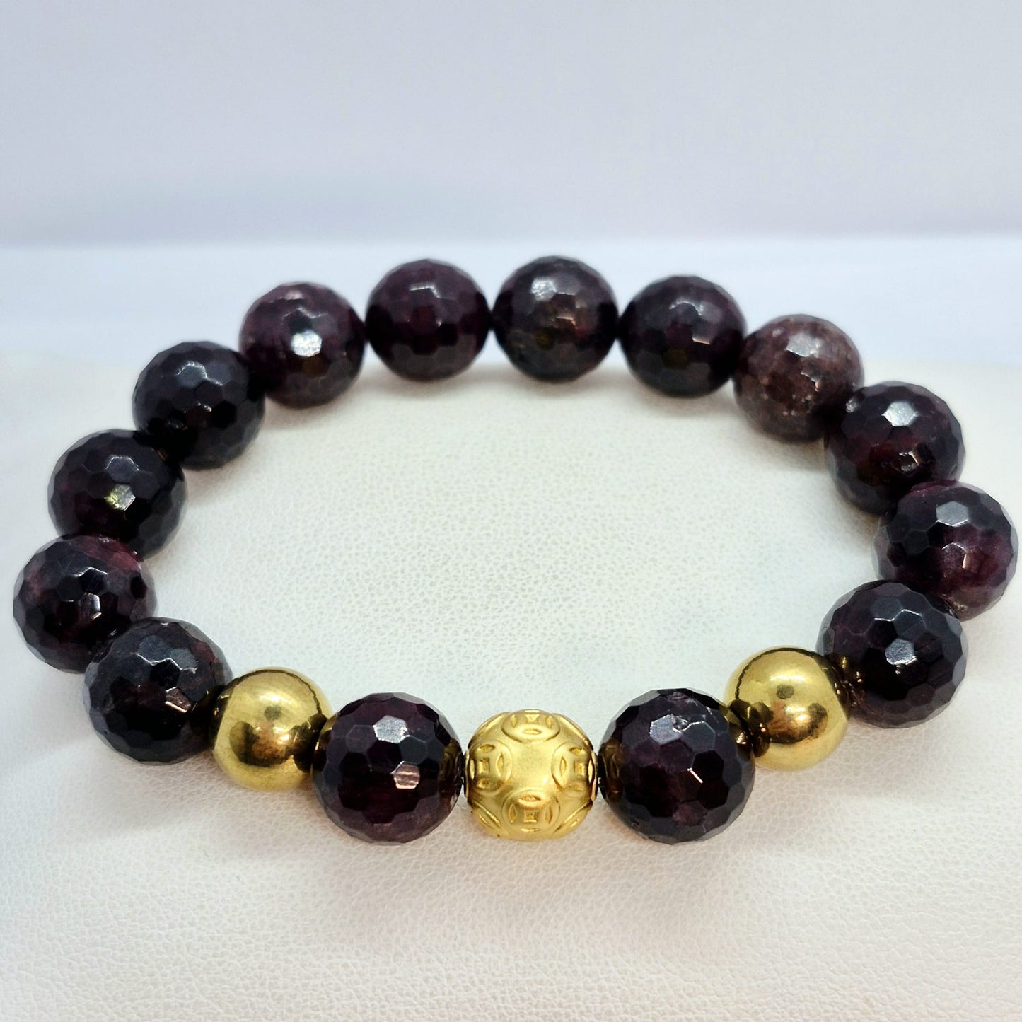 Natural Faceted Garnet Bracelet in 12mm Stone