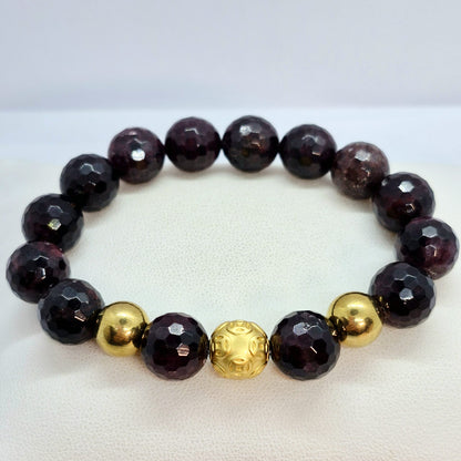 Natural Faceted Garnet Bracelet in 12mm Stone