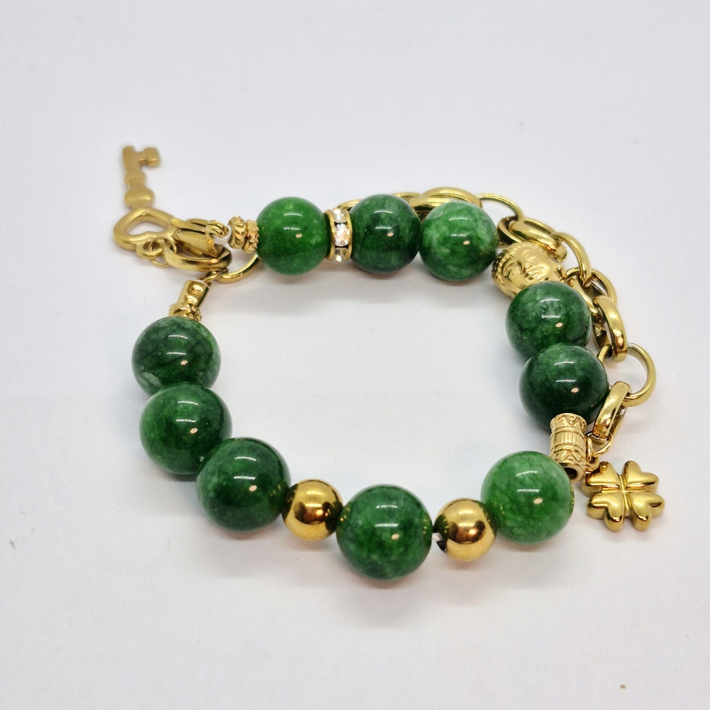 Natural Chinese Jade Bracelet in 12mm Stones