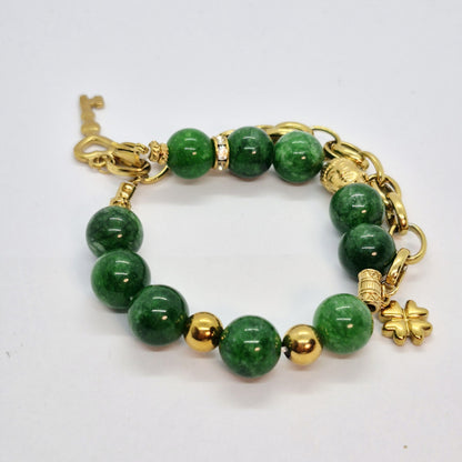 Natural Chinese Jade Bracelet in 12mm Stones