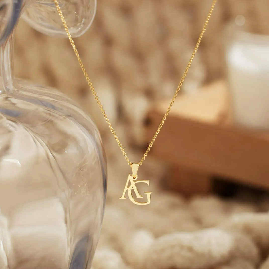 Customise your own - Two Initial Pendant In Stainless Steel with Chain Necklace
