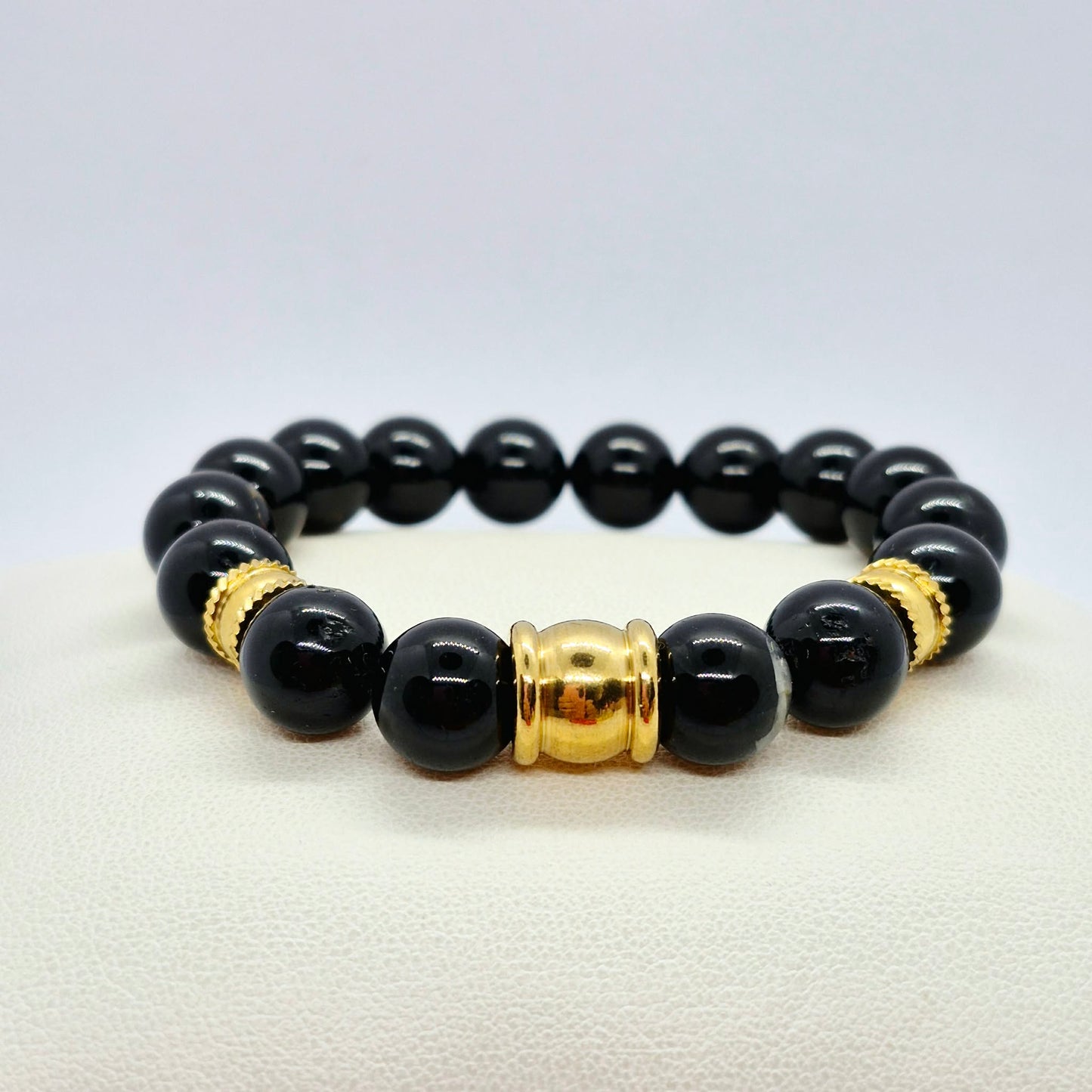 Natural Black Tourmaline Bracelet in 12mm Stone