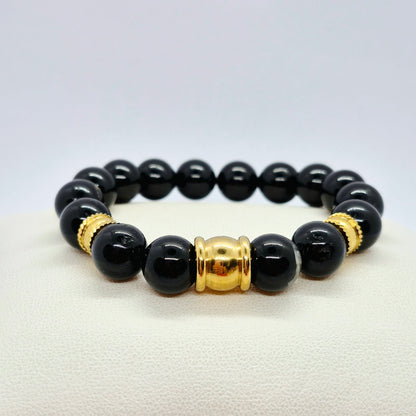 Natural Black Tourmaline Bracelet in 12mm Stone