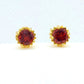 Natural Stone Stud Earrings with Rhodolite Garnet, Peridot, Garnet or Topaz in Sterling Silver Gold Plated
