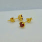 Natural Stone Stud Earrings with Rhodolite Garnet, Peridot, Garnet or Topaz in Sterling Silver Gold Plated