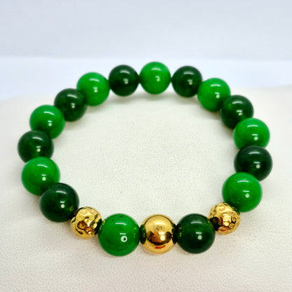 Natural Hetian and South China Jade Bracelet in 10mm Stones