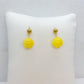 Natural Yellow Jade Dangle Earrings in Gold Plated Stainless Steel