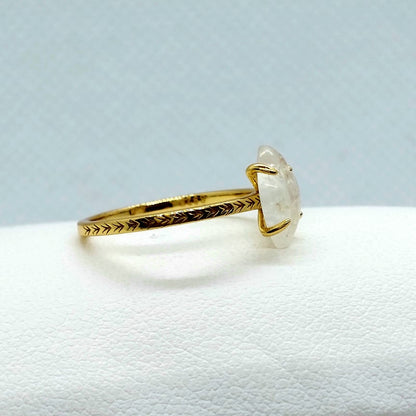Natural 1.5ct Ethiopian Moonstone Ring in Gold Plated Sterling Silver Gold Plated