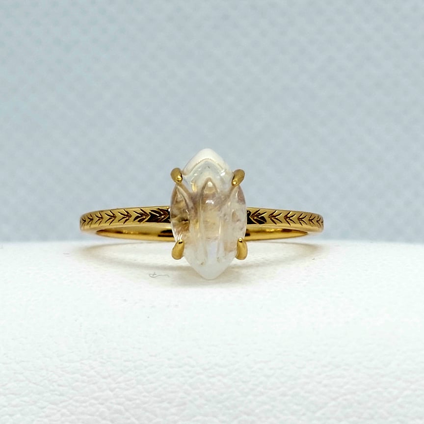 Natural 1.5ct Ethiopian Moonstone Ring in Gold Plated Sterling Silver Gold Plated