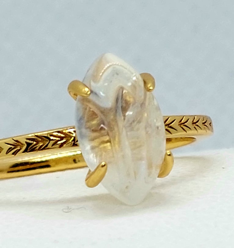 Natural 1.5ct Ethiopian Moonstone Ring in Gold Plated Sterling Silver Gold Plated