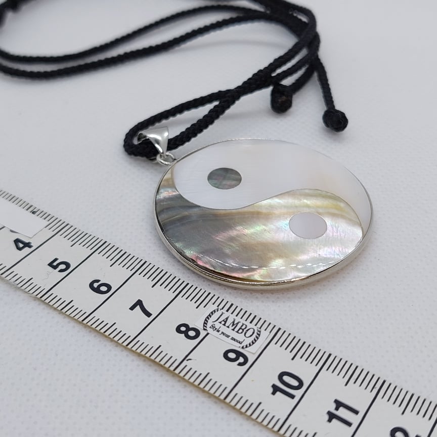 Yin Yang Pendant in Natural Abalone Shell with Rope or Chain Necklace
