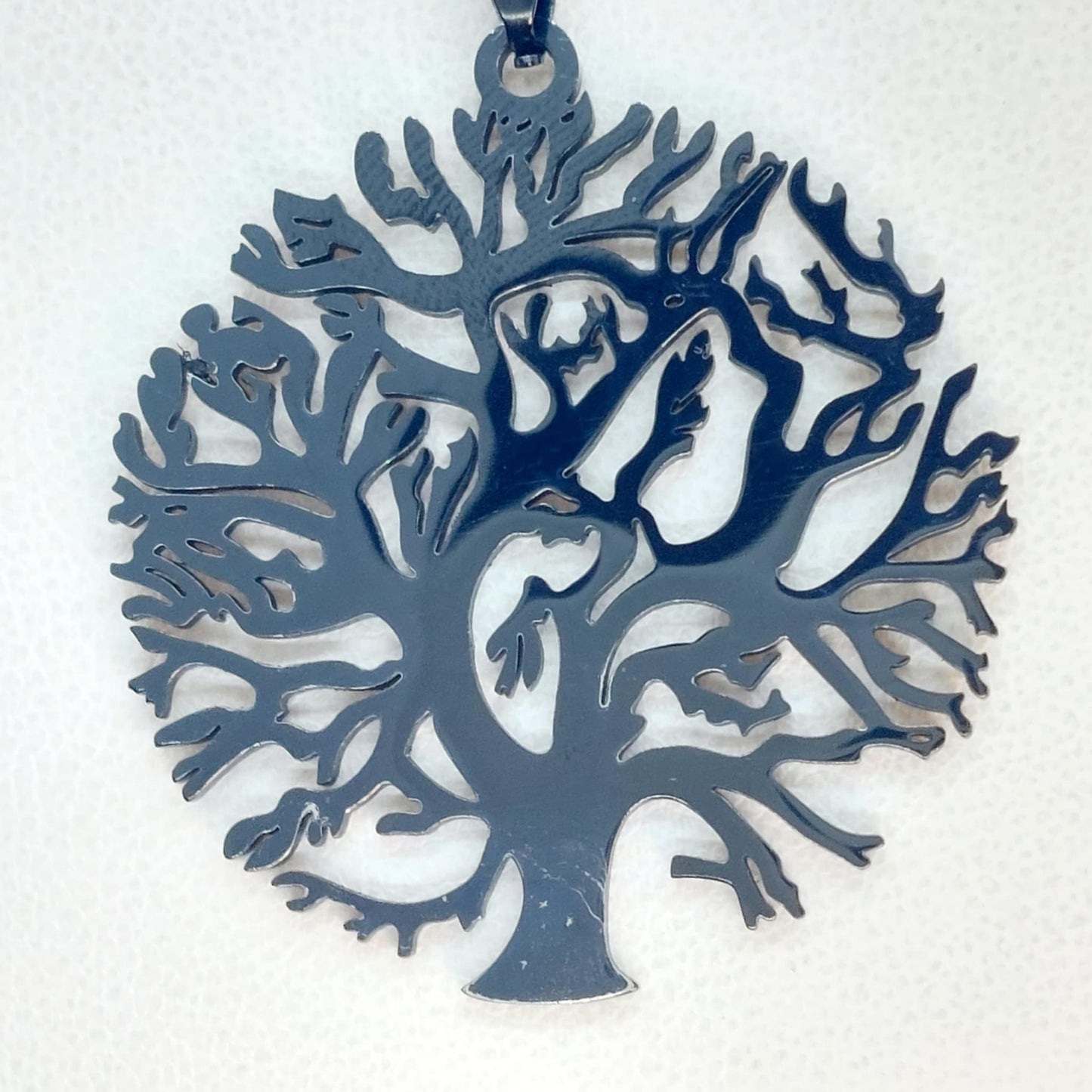 Black Tree of Life Pendant in Stainless Steel with Chain Necklace