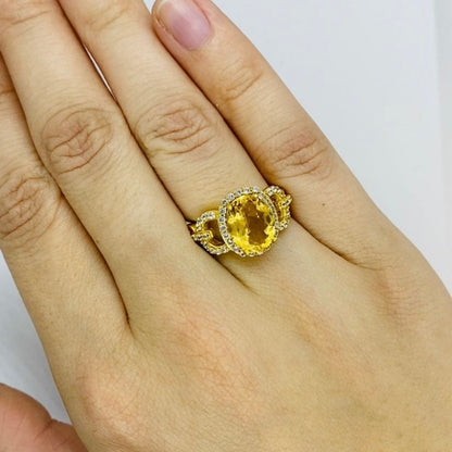 Natural 2,6ct Citrine Ring in Sterling Silver Gold Plated
