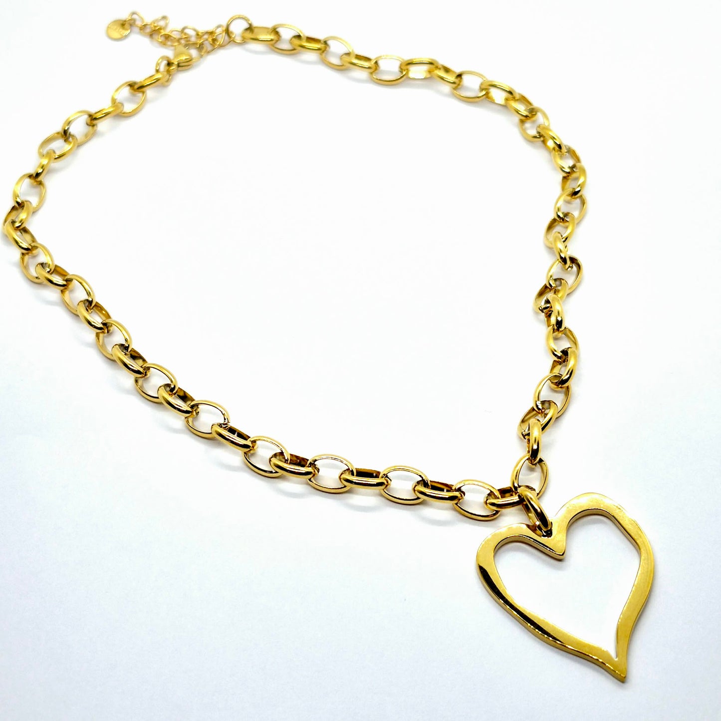 Heart Pendant Necklace in Gold Platted Stainless Steel