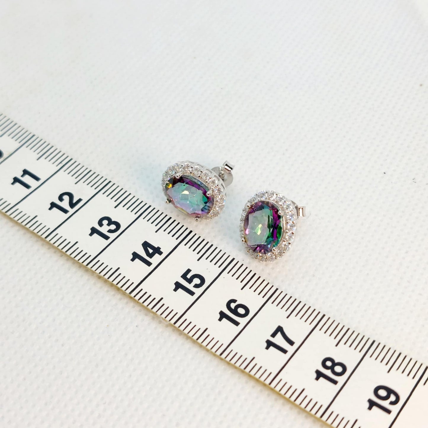 Natural Rainbow Mystic Quartz Earrings with 6.8ct Stones in Sterling Silver