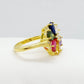 Natural Stone Ring with Sapphire, Peridot, Moissanite, Citrine, Amethyst & Ruby(LabCreated) in Sterling Silver Gold Plated