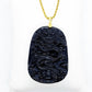 Natural Obsidian Dragon Pendant - Stainless Steel Chain Necklace