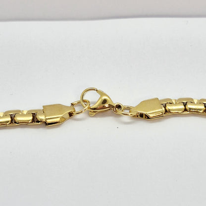 Gold Platted Stainless Steel Flat Chain Necklace Choker
