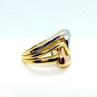 18K Solid Gold Tri Color Ring Made in Belgium