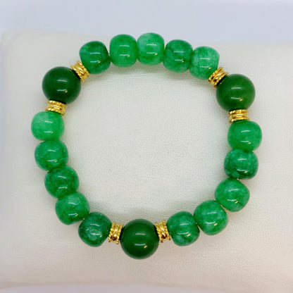 Natural Mixed Chinese and Hetian Jade Bracelet in 10-12m Stones