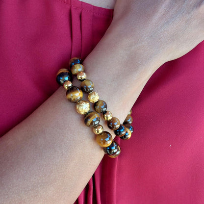 Natural Tiger Eye Bracelet in 10-12mm Stones