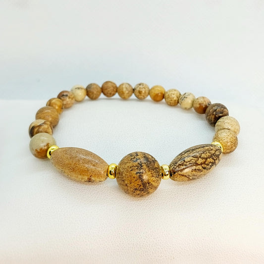 Natural Picture Jasper Bracelet in 1O-14mm Stones