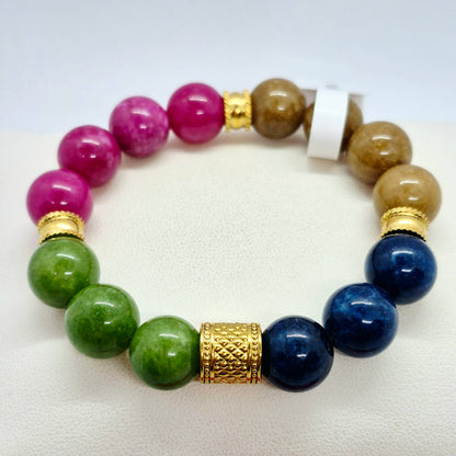 Natural Mixed Tourmaline Bracelet in 12mm Stones