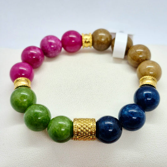 Natural Mixed Tourmaline Bracelet in 12mm Stones