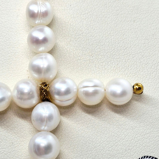 Natural Pearl Cross Pendant in Gold Plated Stainless Steel