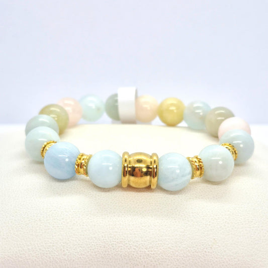 Natural Beryl Morganite Bracelet in 10mm Stones
