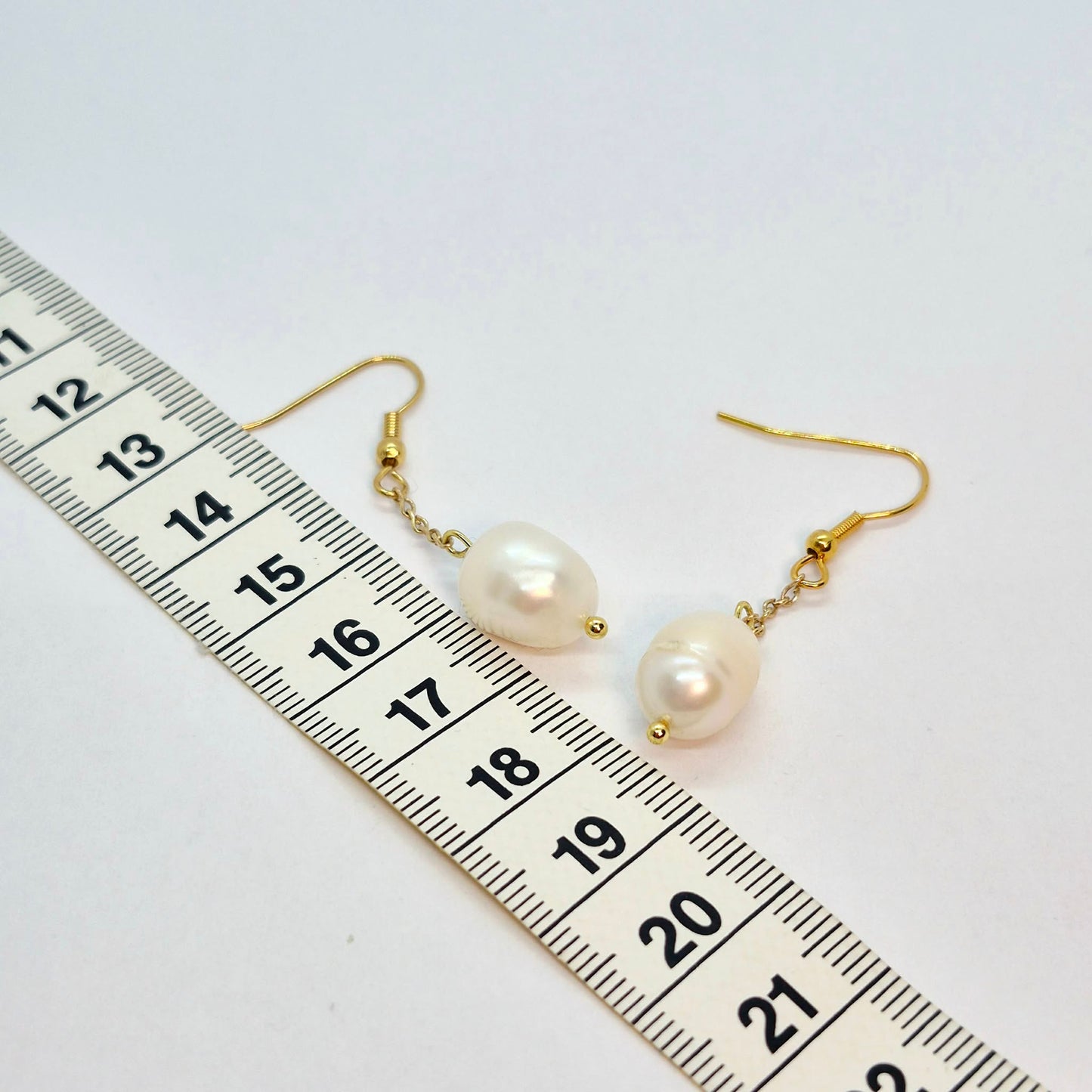 Natural Pearl Dangle Earrings in Gold Plated Stainless Steel